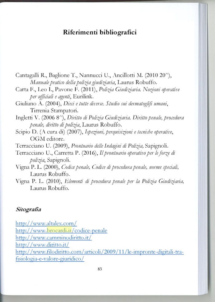 Brocardi.it menzionato in &ldquo;Diritto e tecniche di polizia giudiziaria di Gianandrea Serafin&rdquo;